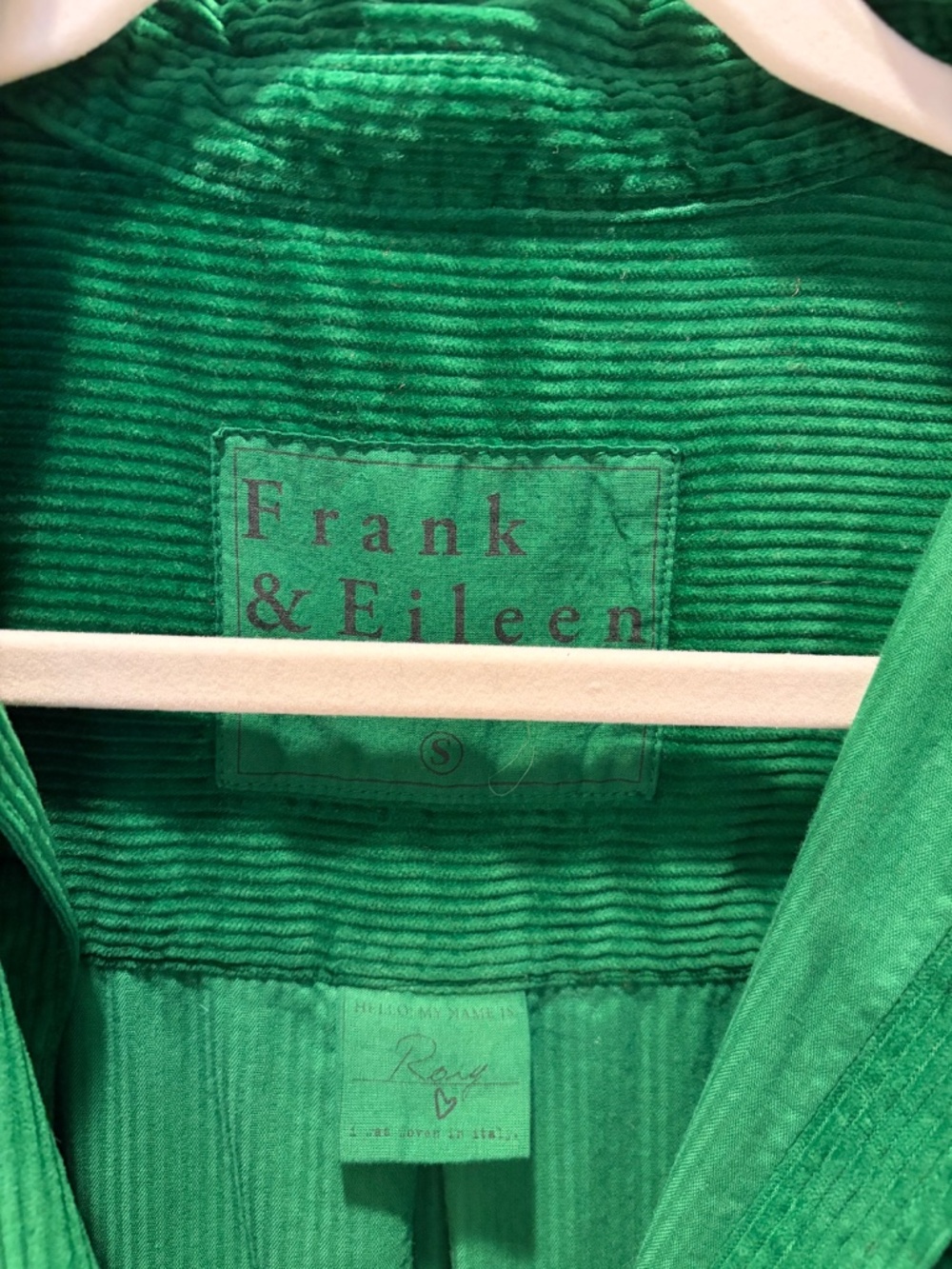Frank & Eileen Rory Maxi Shirt Dress Kelly Green Italian Corduroy Size S - Picture 2 of 3